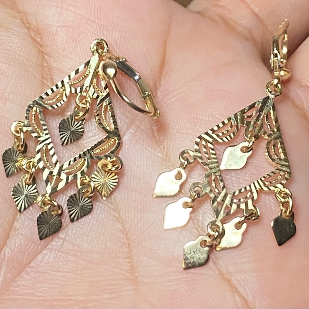 14K Engine turned hearts